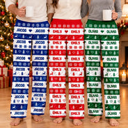 Christmas,Custom Text,Family,Happy,Top Market - Christmas Gift For Family - Personalized Name Fair Isle Pattern Pajama Pants