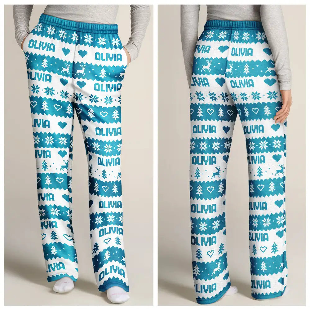 Christmas,Custom Text,Family,Happy,Top Market - Christmas Gift For Family - Personalized Name Fair Isle Pattern Pajama Pants