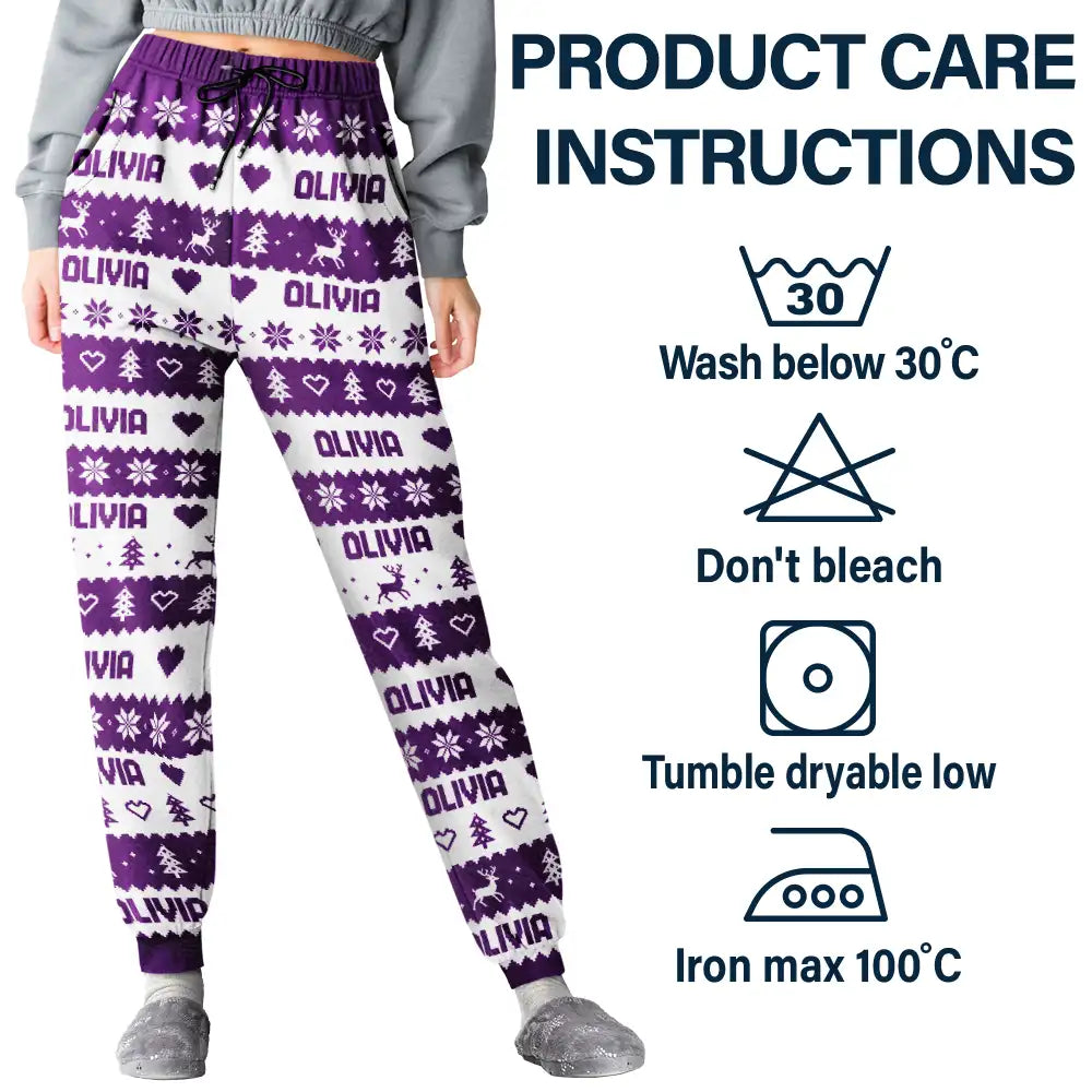 Christmas,Custom Text,Family,Happy,Top Market - Christmas Gift For Family - Personalized Name Fair Isle Pattern Pajama Pants
