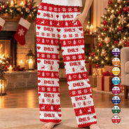 Christmas,Custom Text,Family,Happy,Top Market - Christmas Gift For Family - Personalized Name Fair Isle Pattern Pajama Pants