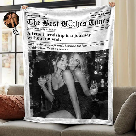 Gift For Best Friend - Personalized Custom Photo Newspaper Fleece Blanket, Sherpa Blanket