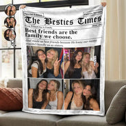 Afro Besties, Christmas, Custom Photo, Gift For Bestie, Humorous, Top Market, Upload Full Photo - Gift For Best Friend - Personalized Custom Photo Newspaper Fleece Blanket, Sherpa Blanket