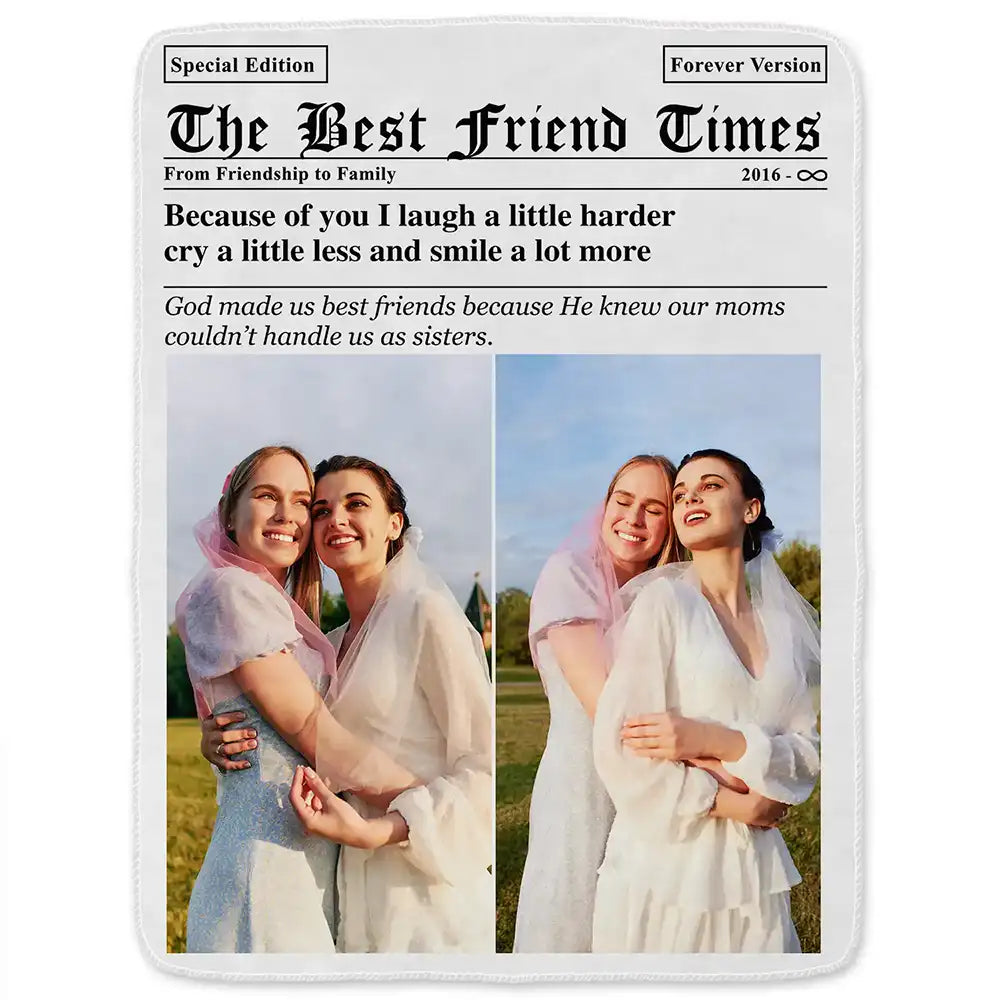 Afro Besties, Christmas, Custom Photo, Gift For Bestie, Humorous, Top Market, Upload Full Photo - Gift For Best Friend - Personalized Custom Photo Newspaper Fleece Blanket, Sherpa Blanket