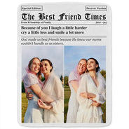 Afro Besties, Christmas, Custom Photo, Gift For Bestie, Humorous, Top Market, Upload Full Photo - Gift For Best Friend - Personalized Custom Photo Newspaper Fleece Blanket, Sherpa Blanket