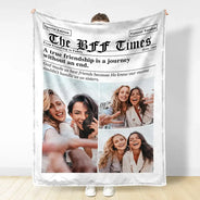 Afro Besties, Christmas, Custom Photo, Gift For Bestie, Humorous, Top Market, Upload Full Photo - Gift For Best Friend - Personalized Custom Photo Newspaper Fleece Blanket, Sherpa Blanket