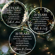 Anniversary,Christmas,Gift For Couples,Old Couples,Romantic,Top Market,Vector - Anniversary Gift For Couple - Personalized Years To Come Glass Ornament