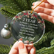 Anniversary,Christmas,Gift For Couples,Old Couples,Romantic,Top Market,Vector - Anniversary Gift For Couple - Personalized Years To Come Glass Ornament