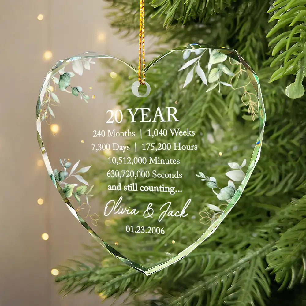 Anniversary,Christmas,Gift For Couples,Old Couples,Romantic,Top Market,Vector - Anniversary Gift For Couple - Personalized Years To Come Glass Ornament