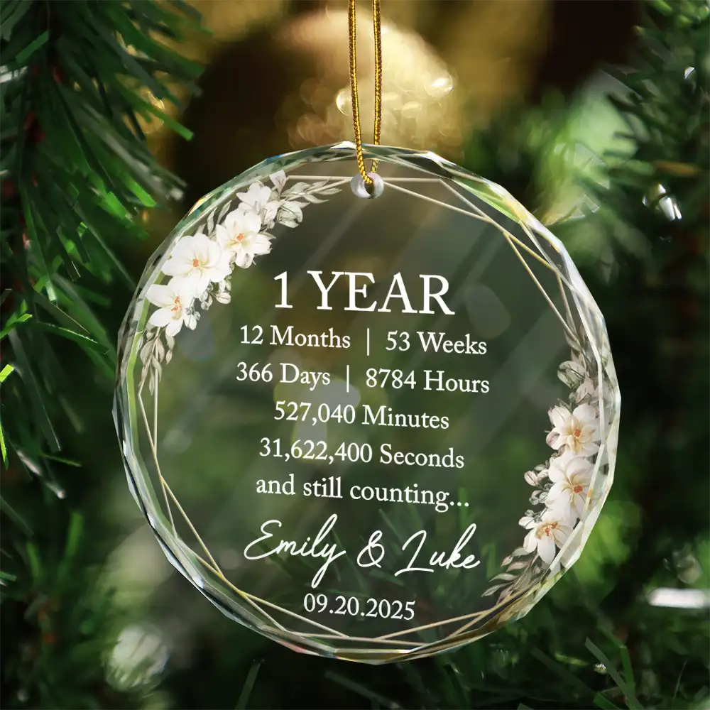 Anniversary,Christmas,Gift For Couples,Old Couples,Romantic,Top Market,Vector - Anniversary Gift For Couple - Personalized Years To Come Glass Ornament