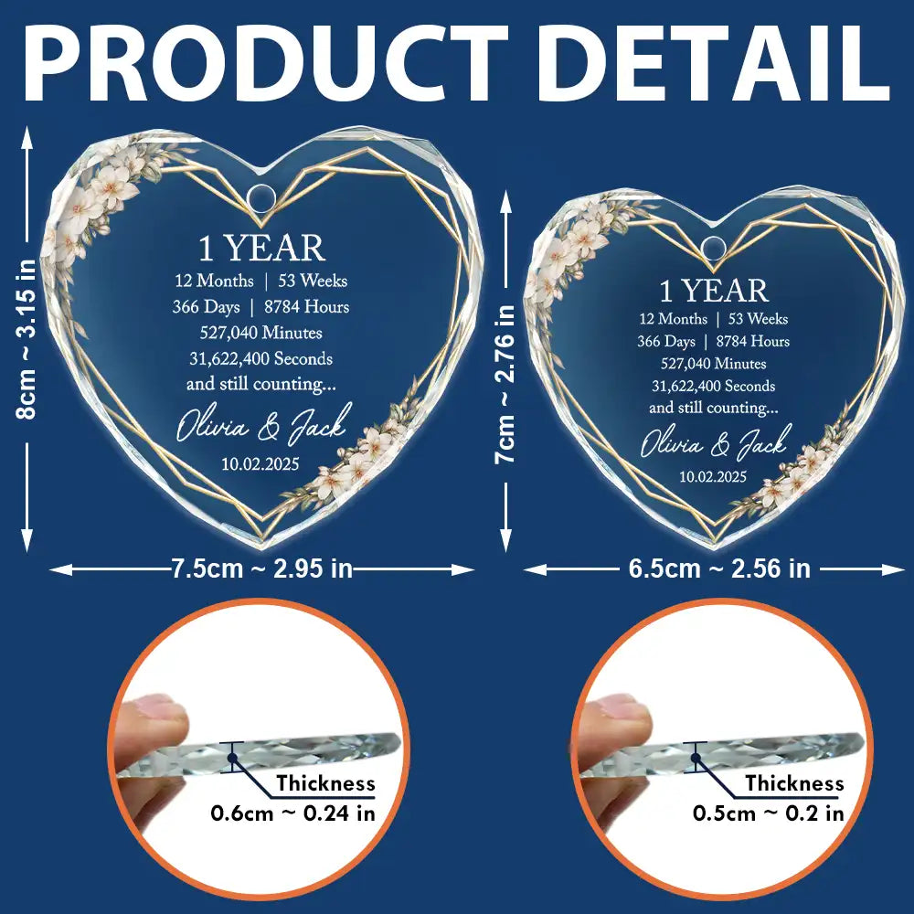 Anniversary,Christmas,Gift For Couples,Old Couples,Romantic,Top Market,Vector - Anniversary Gift For Couple - Personalized Years To Come Glass Ornament
