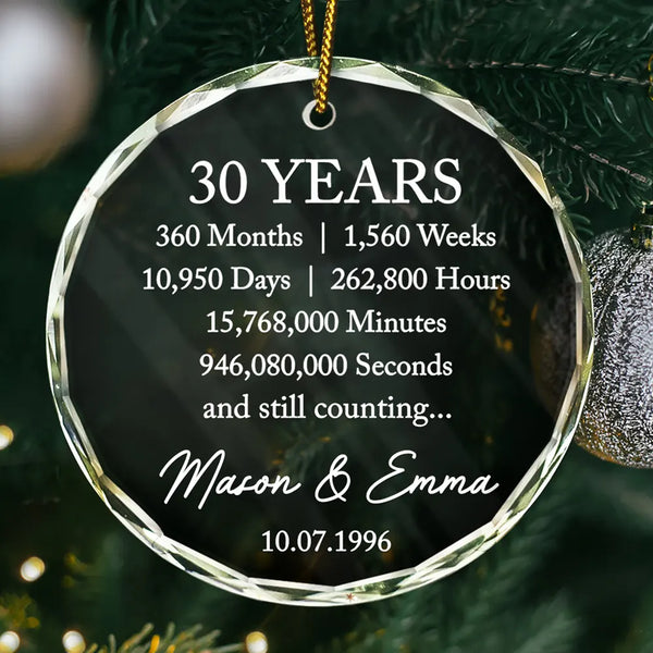 Anniversary,Christmas,Gift For Couples,Old Couples,Romantic,Top Market,Vector - Anniversary Gift For Couple - Personalized Years To Come Glass Ornament