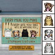 Pet Lovers We'll Be Watching You Custom Doormat, Dog, Cat, Funny Kitchen Decor, Gift For Pet Lovers