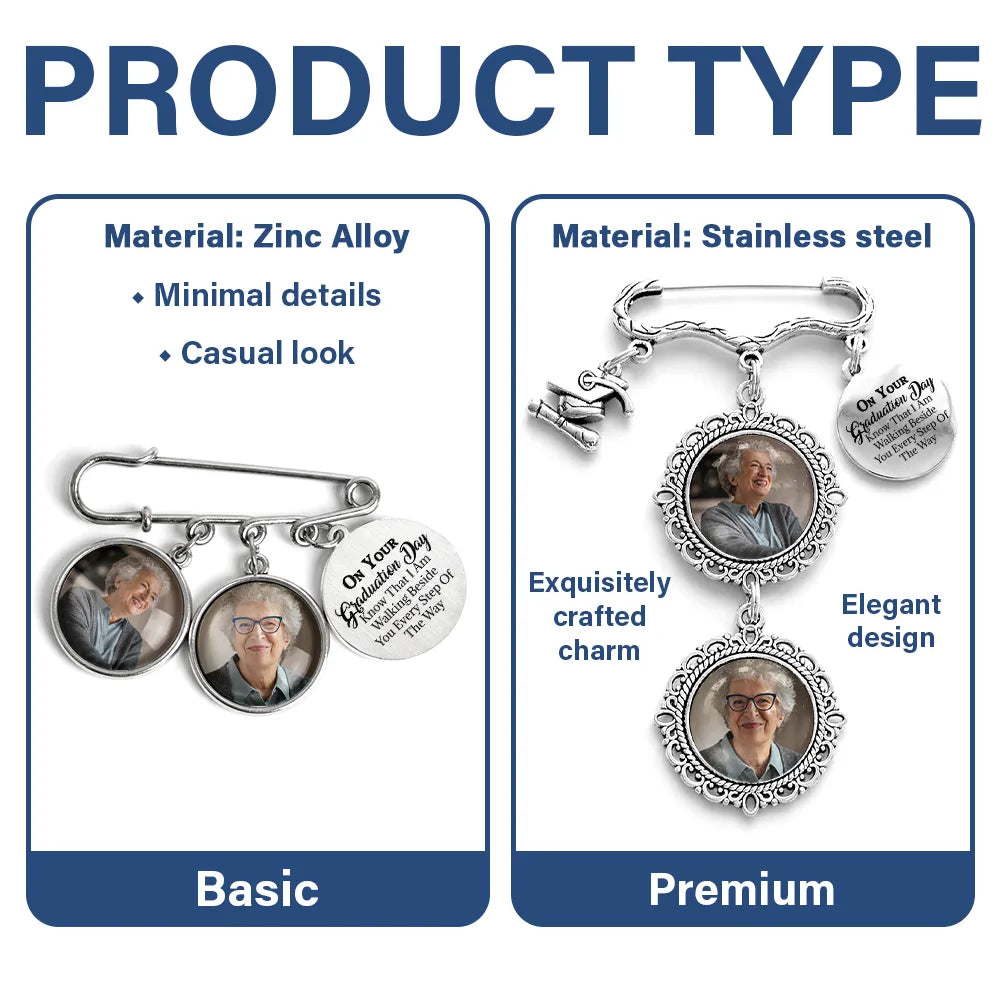 Custom Photo Graduation Walking Beside You Memorial - Personalized Graduation Tassel Pin