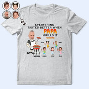 Custom Photo Everything Tastes Better When Daddy Grills It - Personalized T Shirt