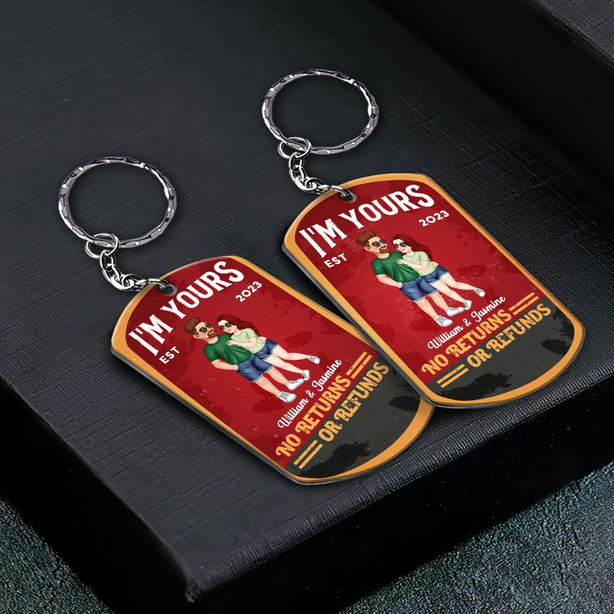 No Returns Or Refunds - Anniversary Gift For Spouse, Lover, Couple, Husband, Wife, Girlfriend, Boyfriend - Personalized Aluminum Keychain