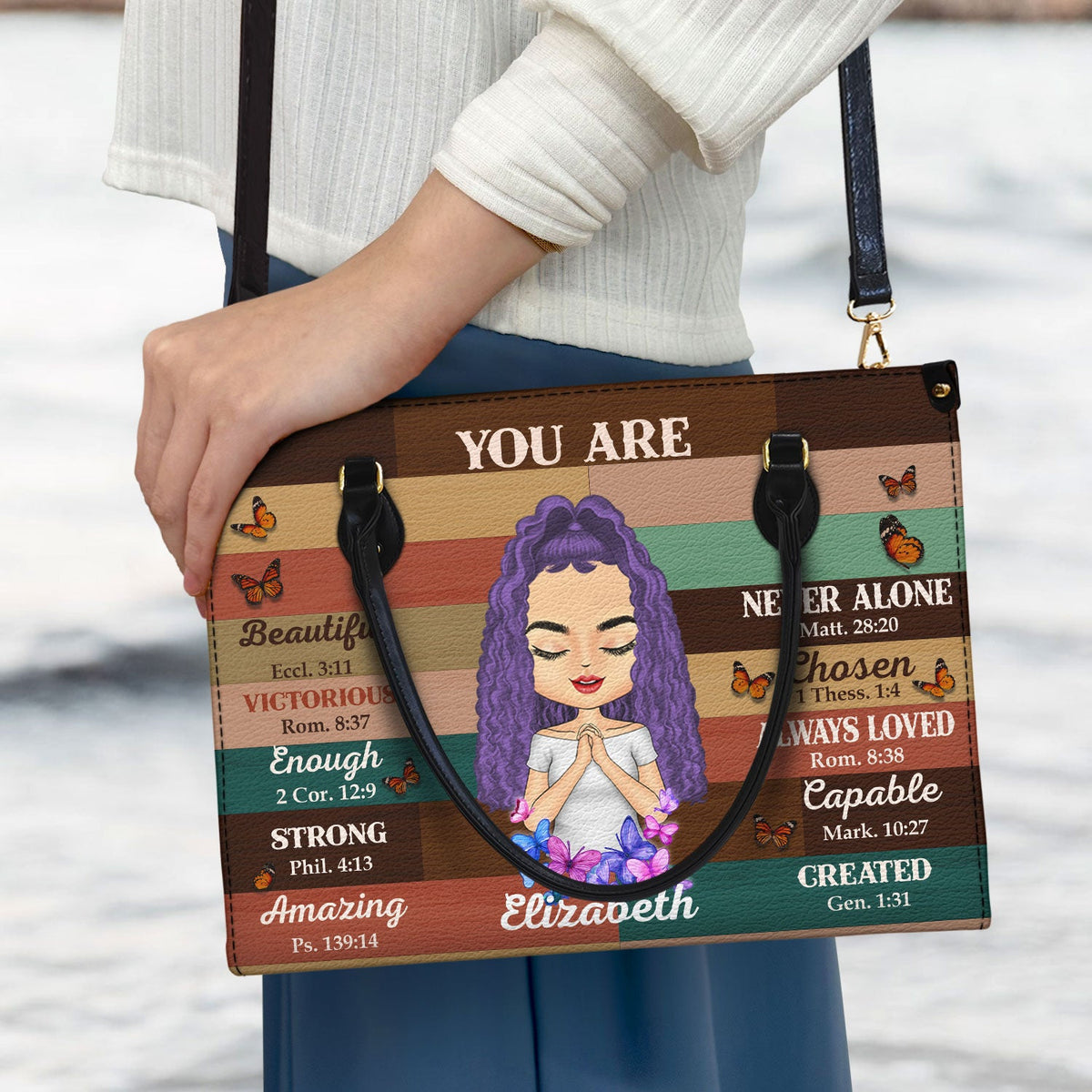 Custom Photo You Are Beautiful Strong - Gift for Yourself, Gift For Women - Personalized Leather Bag