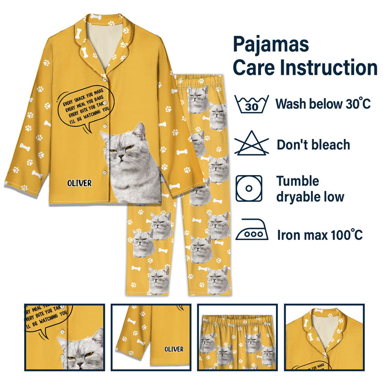 Custom Photo Dog Cat Watching You - Gift For Pet Lovers - Personalized Long Pajamas Set