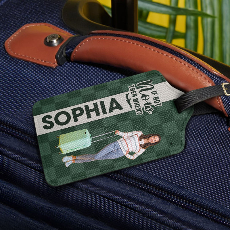 Custom Photo Collect Moments Not Things - Gift For Travellers, Travelling Lovers, Him, Her - Personalized Luggage Tag