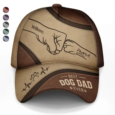 Paws And Human Hand Fist Bump Best Dog Dad Ever - Personalized Classic Cap
