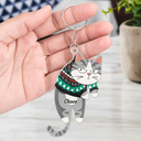 Cute Hanging Cats - Personalized Cutout Acrylic Keychain