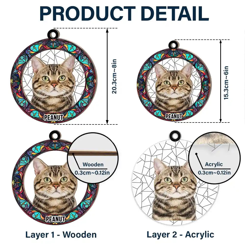 Custom Photo Dog Cat Portrait - Personalized Window Hanging Suncatcher Ornament