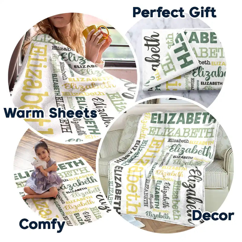 Kid Baby Names - Personalized Fleece Blanket, Sherpa Blanket