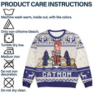 Cat Lovers, Cat Mom, Gift For Yourself, Gift For Women - Christmas Cat Mom Funny Cartoon Cats - Personalized Unisex Ugly Sweater