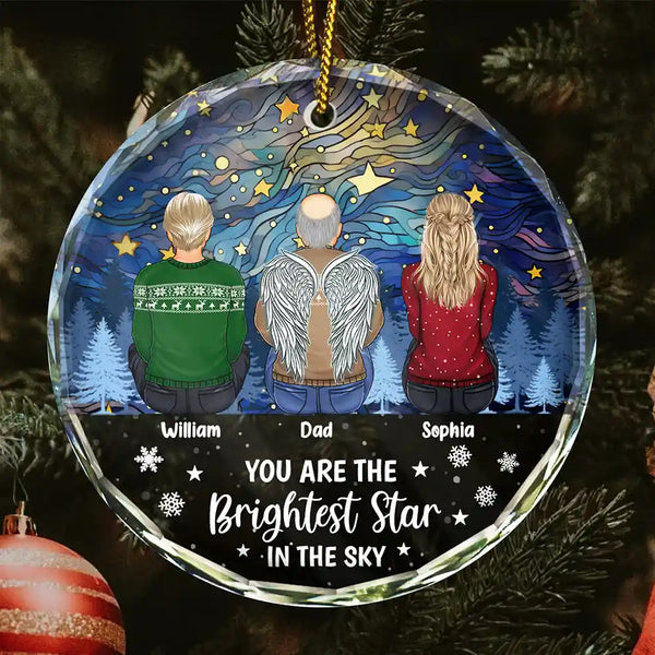 Family - Family Memorial You Are The Brightest Star In The Sky - Personalized Circle Glass Ornament