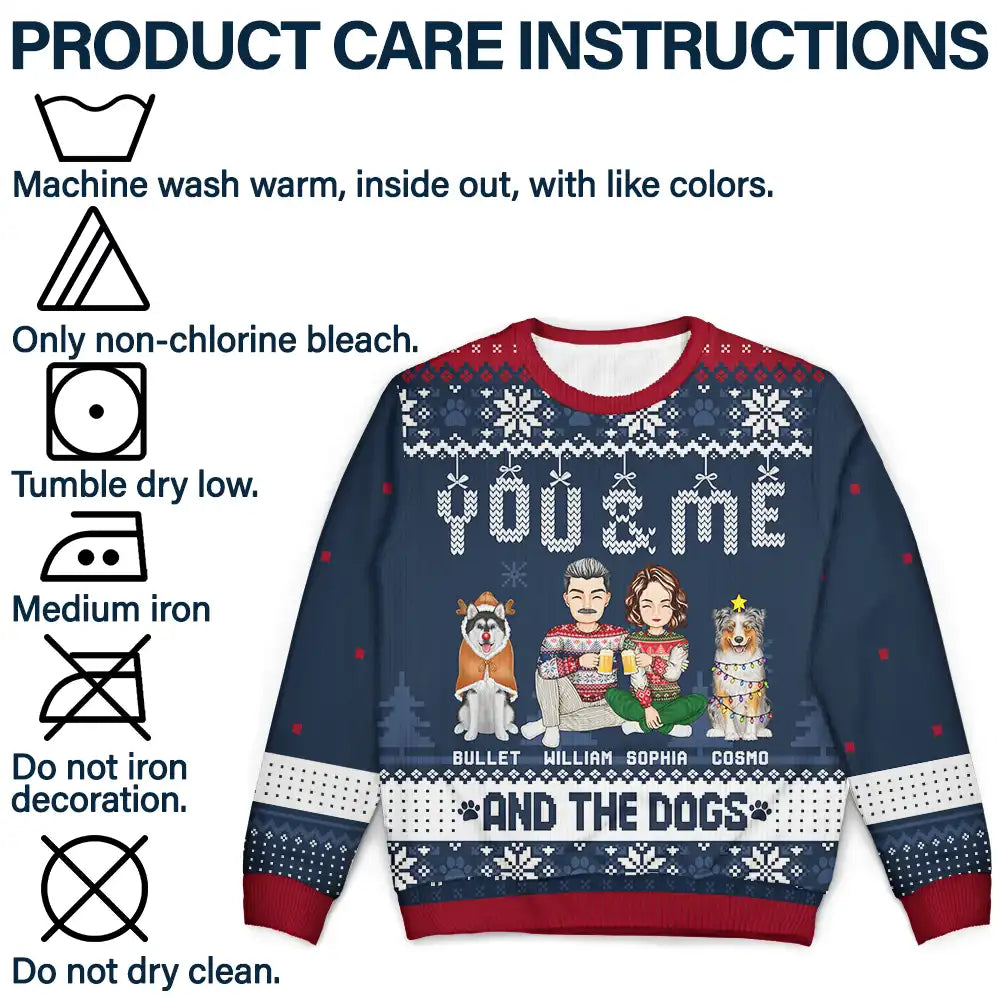 Couple You & Me And The Dogs - Personalized Unisex Ugly Sweater