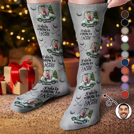Custom Photo This Is How I Roll Golf Cart - Personalized Socks