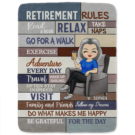 Retirement Rules - Personalized Fleece Blanket, Sherpa Blanket