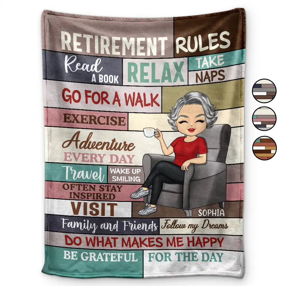 Retirement Rules - Personalized Fleece Blanket, Sherpa Blanket
