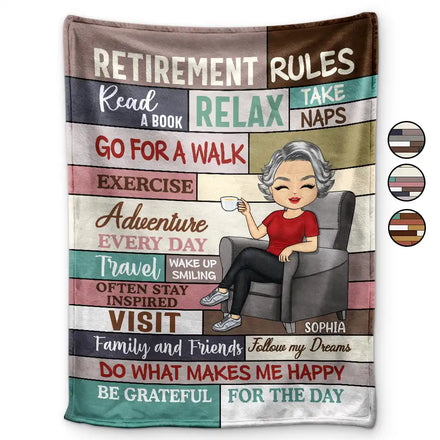 Retirement Rules - Personalized Fleece Blanket, Sherpa Blanket
