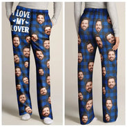 Gift For Couples, Gift For Husband, Gift For Wife, Gift For Boyfriend, Gift For Girlfriend - Custom Photo I Love My Wife Husband Girlfriend Boyfriend Plaid Pattern - Personalized Pajama Pants
