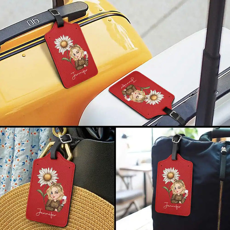 Gift For Yourself, Gift For Women, Travel - Birth Month Flower Travel Lover - Personalized Luggage Tag