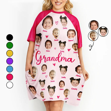 Custom Photo Grandma Mom Title - Personalized Women's Sleep Tee