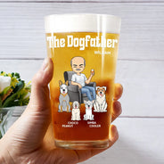 Dog Lovers, Dog Dad, Gift For Yourself, Gift For Men - The Dog Father - Personalized Beer Glass