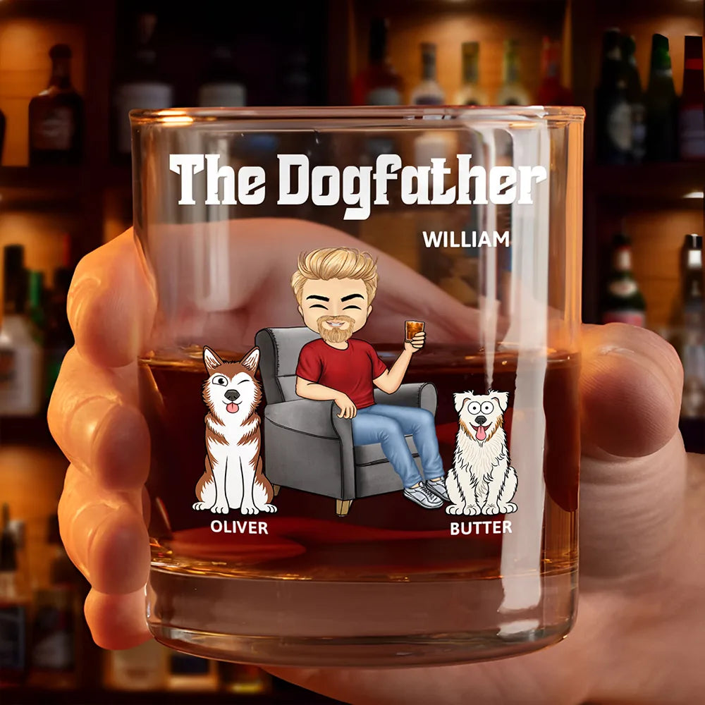 Dog Lovers, Dog Dad, Gift For Men, Gift For Yourself - The Dog Father - Personalized Whiskey Glass