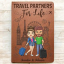 Travel, Gift For Couples, Gift For Husband, Gift For Wife, Gift For Boyfriend, Gift For Girlfriend - Travel Couple To A Lifetime Of Adventures Together - Personalized Leather Journal