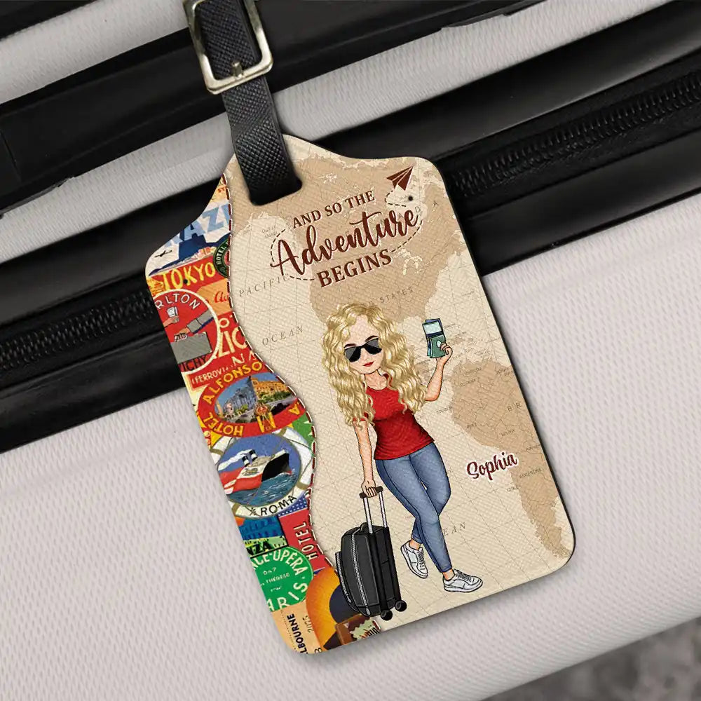 Gift For Yourself,Travel,Gift For Women,Happy - And So The Adventure Begins Travel Lover - Personalised Luggage Tag