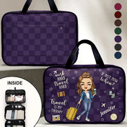 Travel,Gift For Yourself,Gift For Women,Gift For Men,Happy - Travel Is My Therapy - Personalized Toiletry Bag
