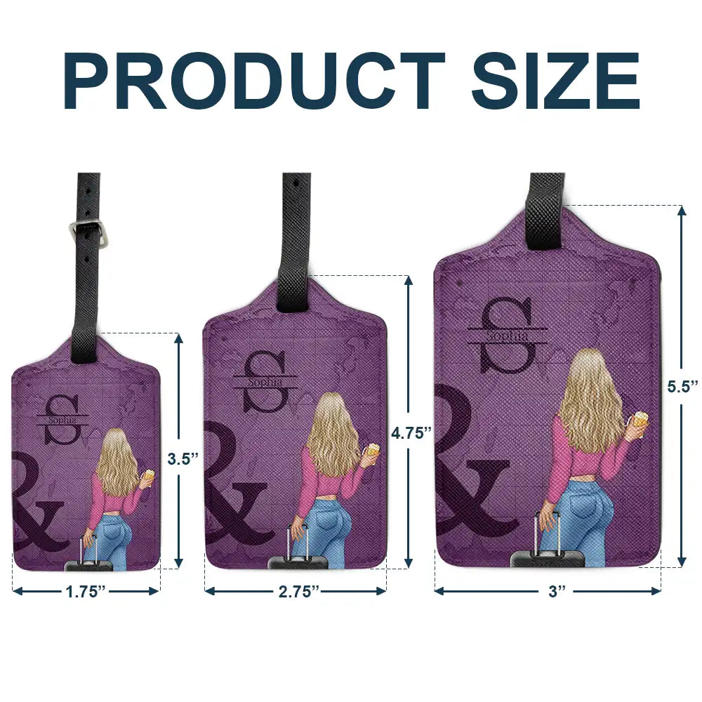 Gift For Couples,Gift For Husband,Gift For Wife,Gift For Boyfriend,Gift For Girlfriend,Travel,Happy - Monogram Travel Couple - Personalized Combo 2 Luggage Tags