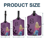 Gift For Couples,Gift For Husband,Gift For Wife,Gift For Boyfriend,Gift For Girlfriend,Travel,Happy - Monogram Travel Couple - Personalized Combo 2 Luggage Tags