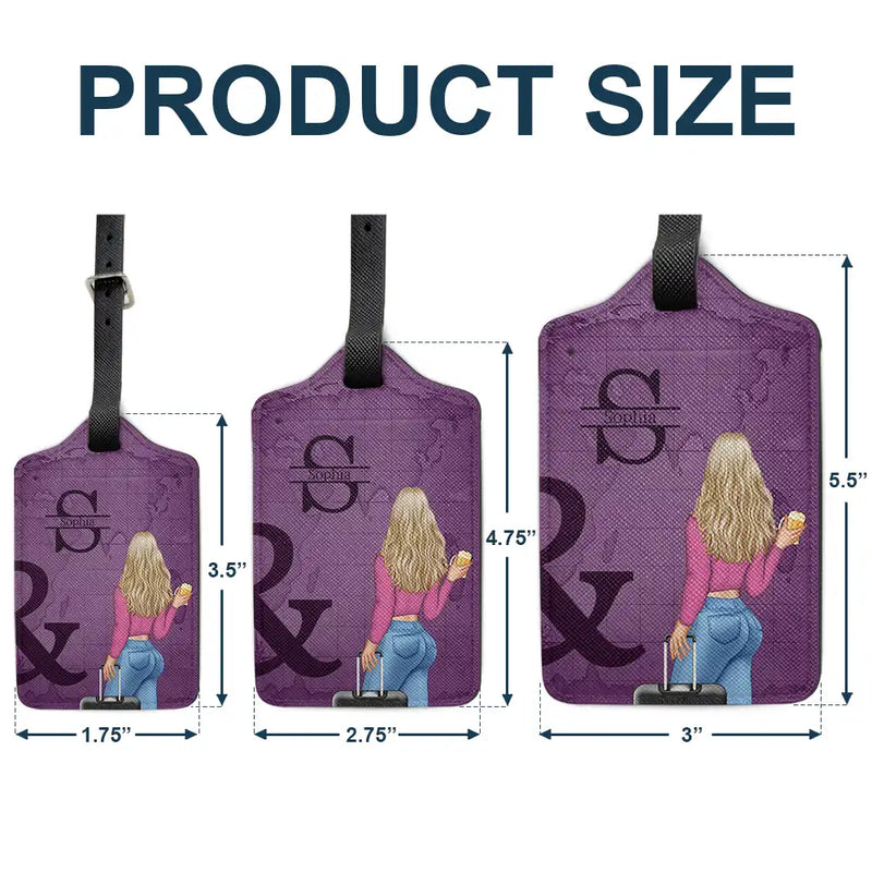 Gift For Couples,Gift For Husband,Gift For Wife,Gift For Boyfriend,Gift For Girlfriend,Travel,Happy - Monogram Travel Couple - Personalized Combo 2 Luggage Tags