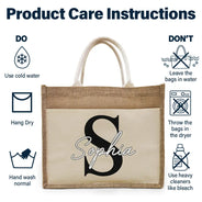 Travel,Beach,Gift For Yourself,Gift For Women,Happy - Monogram Name - Personalized Jute Tote Bag