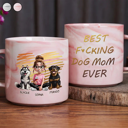 Best Dog Mom Ever 3D Effect - Personalized Marble Mug