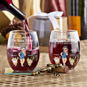 Cat Lovers,Cat Mom,Cat Dad - Turban Woman Cannot Survive On Wine Alone Cat Mom Cartoon Go Toward - Personalized Stemless Wine Glass
