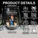 Cat Lovers,Cat Mom,Cat Dad - Turban Woman Cannot Survive On Wine Alone Cat Mom Cartoon Go Toward - Personalized Stemless Wine Glass
