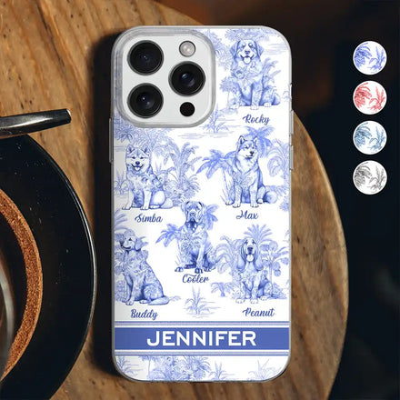 Toile De Jouy Dog Mom - Personalized Clear Phone Case