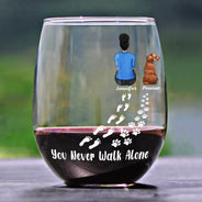 Pet Lovers,Pet Mom,Love - Pet Memorial I'm Always With You Never Walk Alone - Personalized Stemless Wine Glass